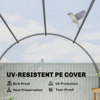 White arched polytunnel greenhouse cover with UV protection and protective frame