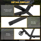 Black powder-coated hammock stand with non-slip feet pads and included wheels