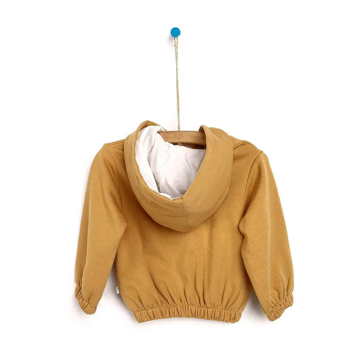 Baby cardigan hooded sweatshirt style, cinnamon brown with long sleeves