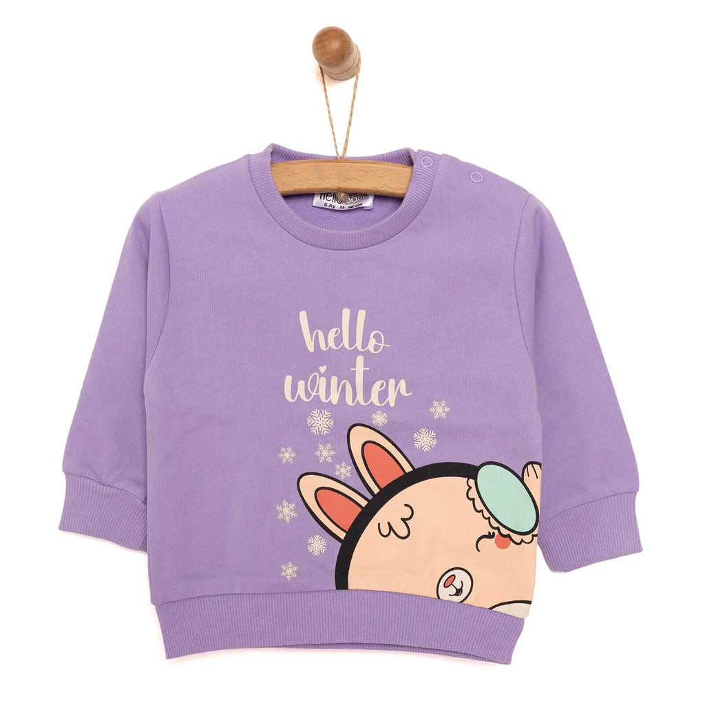 HelloBaby Baby Girl Animal Printed Sweatshirt - Purple
