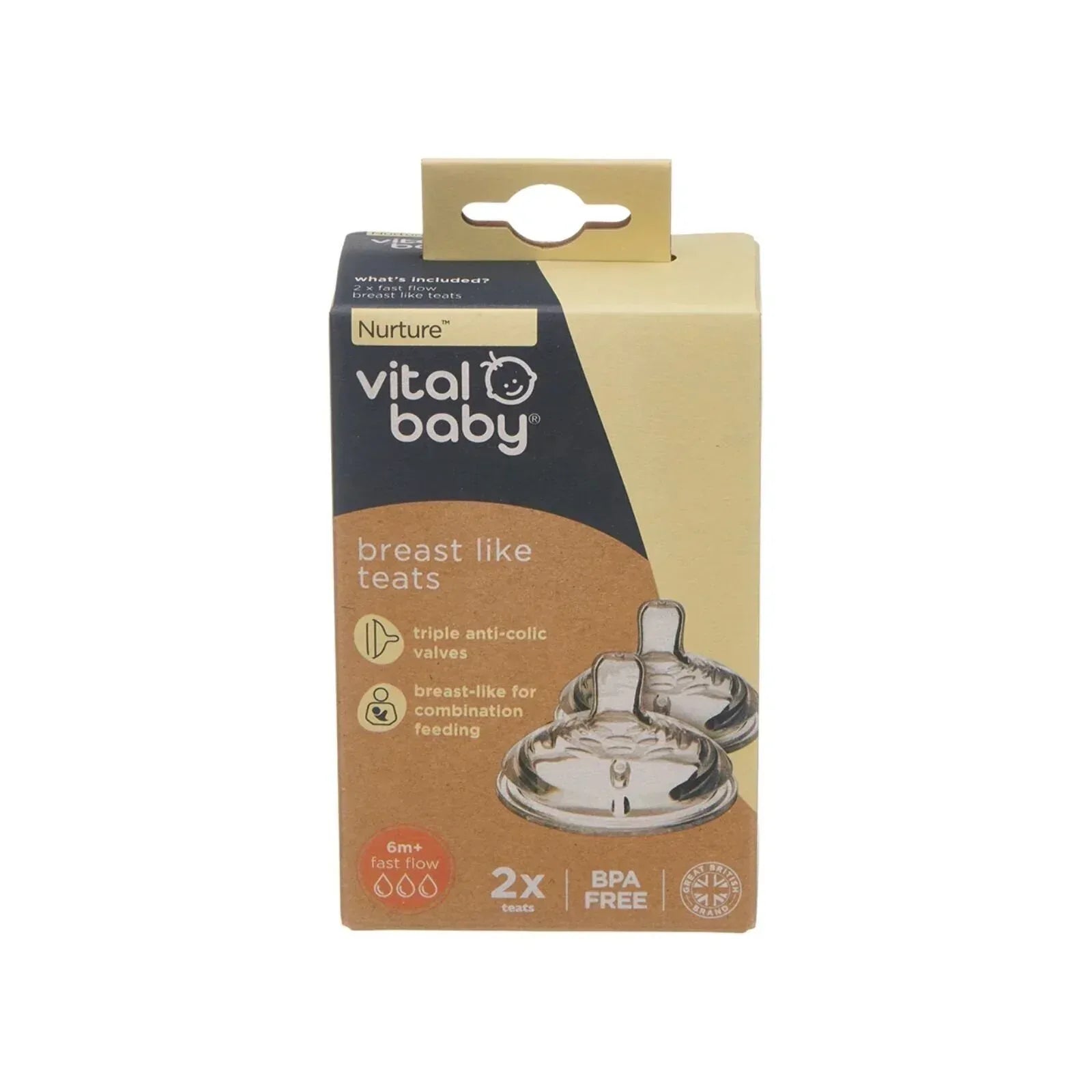 Vital Baby Nurture Breast Like Teats Fast Flow Pack of 2 - Bobobiy