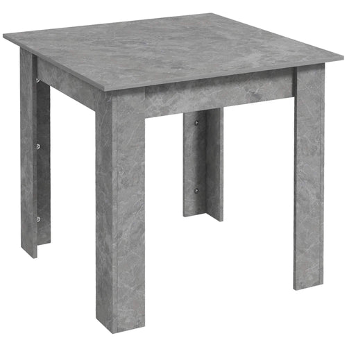 Square dining table with faux cement grey finish and four straight legs