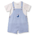 HelloBaby Boys Dungarees & T-shirt Nautical Print Buttoned Little Sailor Crew Neck Above the Knee Sh - Blue