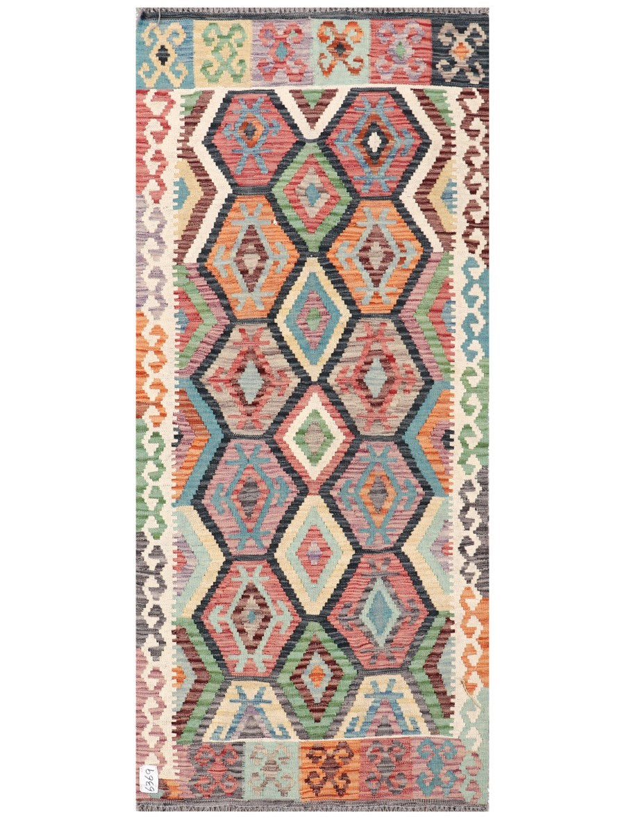 Maimana Afghanistan Kilim Rug - 198 x 87 cm - Handmade