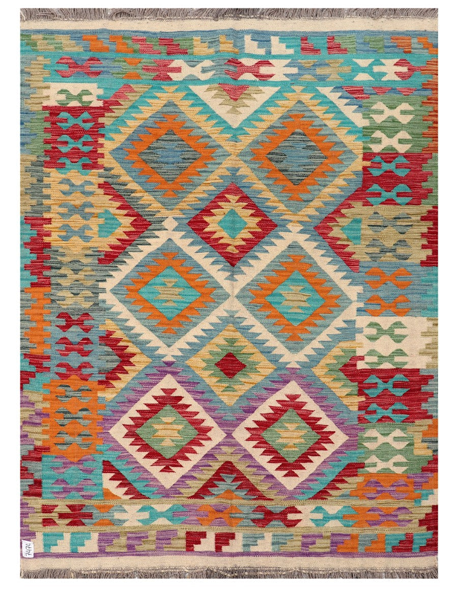 Maimana Afghanistan Kilim Rug - 199 x147 cm - Handmade