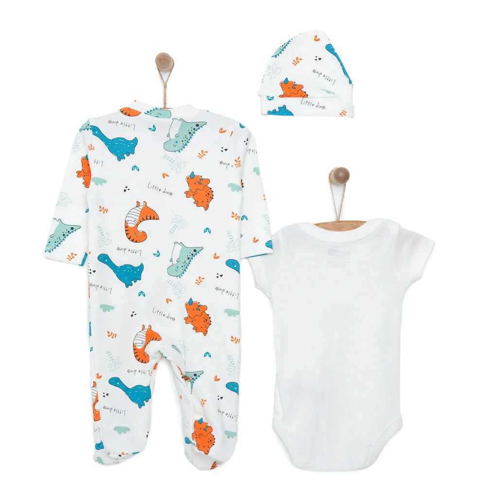 HelloBaby Baby Boy Jumpsuit-Body-Hat - Ecru