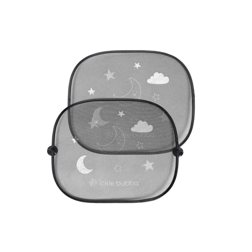 Gray stroller sunshade with moon and cloud pattern