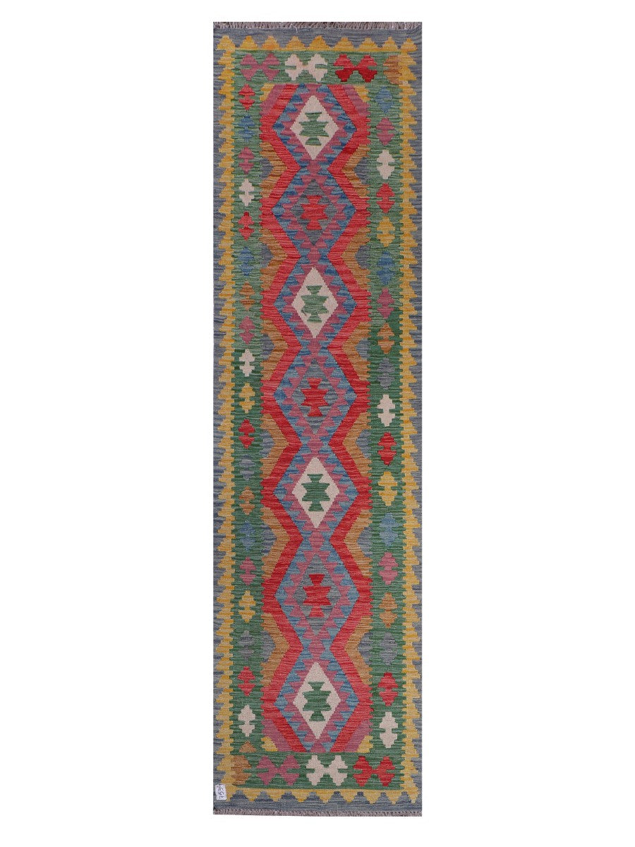 Maimana Afghanistan Kilim Runner - 296 x 78 cm - Handmade