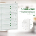 White glass-door wall display cabinet interior with adjustable shelf positions