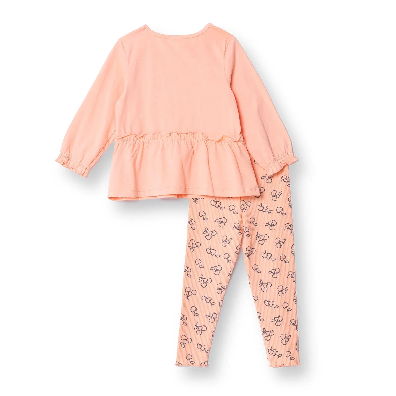 HelloBaby Winter Cherry Blouse-Leggings - Salmon