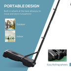 Black portable basketball hoop base with roll wheels and adjustable pole