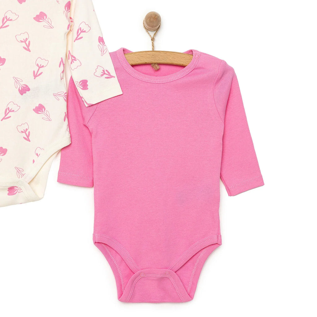 HelloBaby Baby Girl Long Sleeve Bodysuit 2pcs - Pink