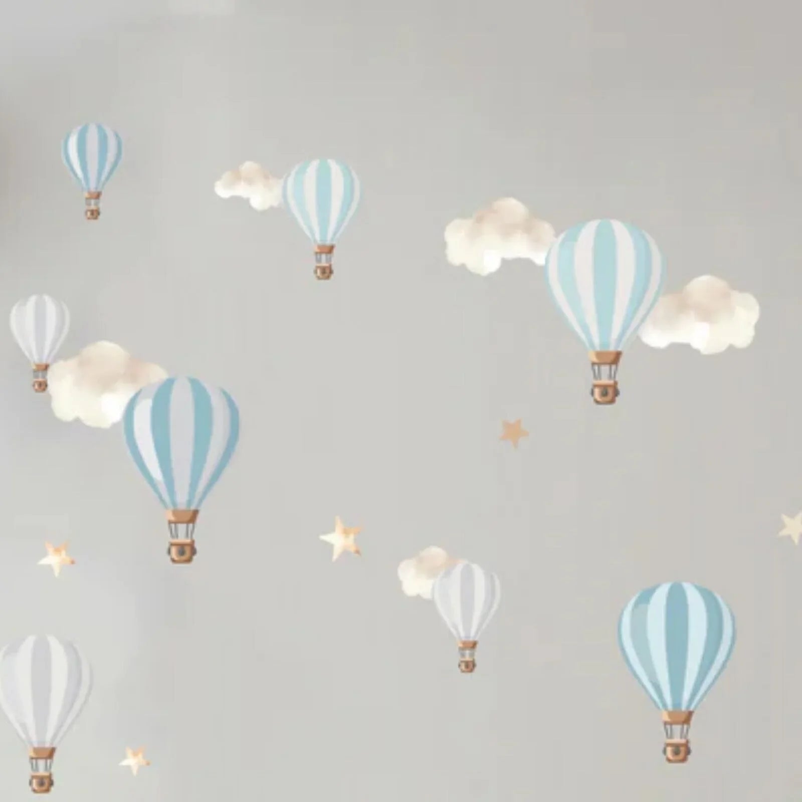 Live Vida Hot Air Balloons Wall Stickers A4 - Blue & Grey