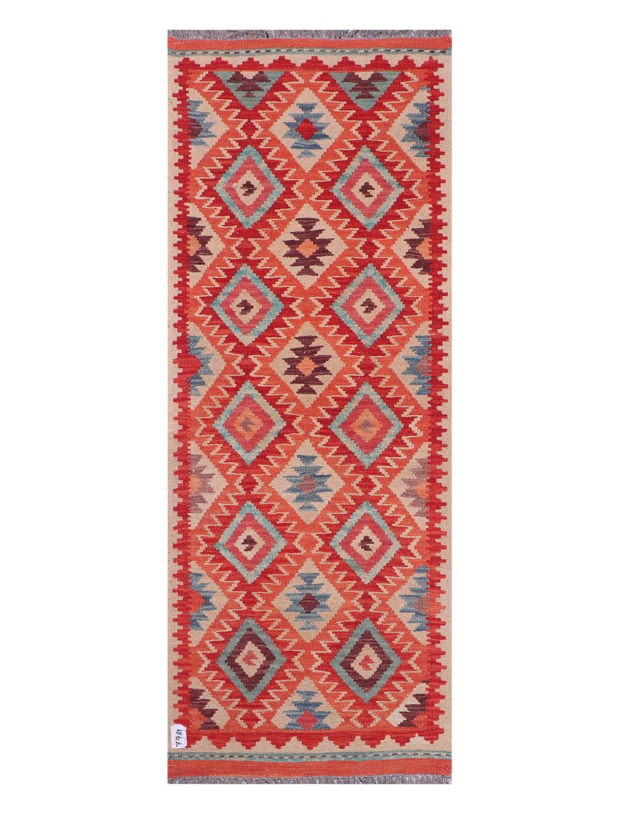 Maimana Afghanistan Kilim Rug - 196 x74 cm - Handmade