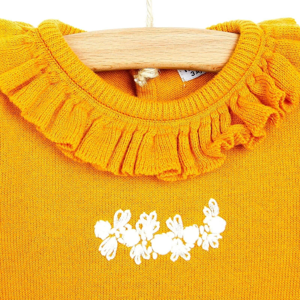 HelloBaby Newborn Knit Ruffled Jumpsuit - Mustard