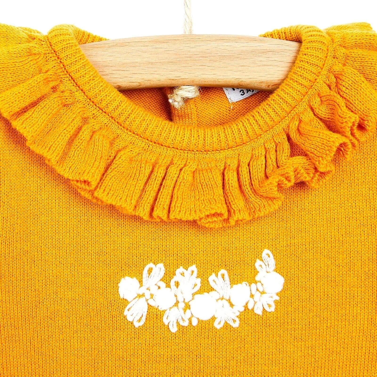 HelloBaby Newborn Knit Ruffled Jumpsuit - Mustard