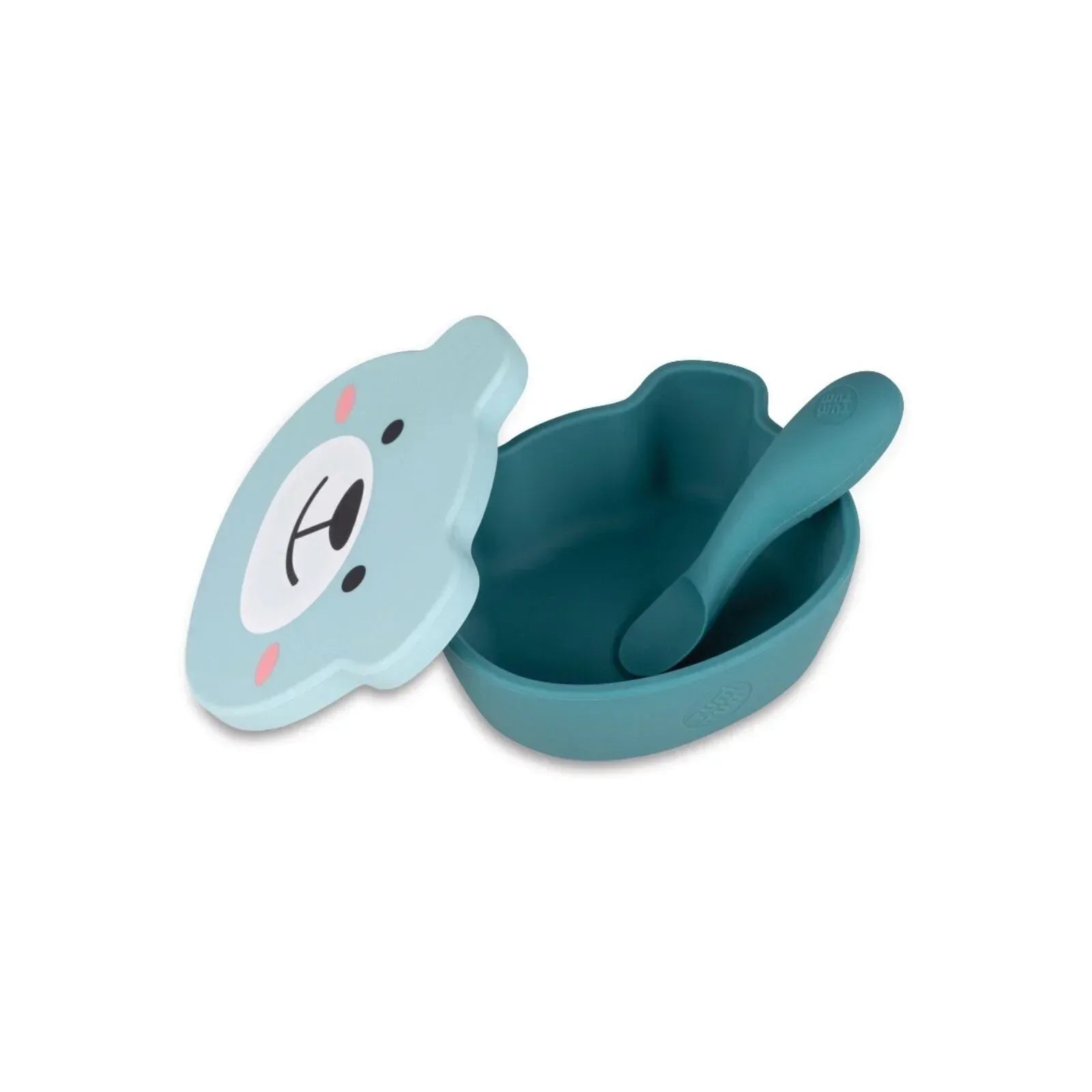 TUM TUM Silicone Weaning Bowl & Spoon Set Boris Bear - Blue - Bobobiy