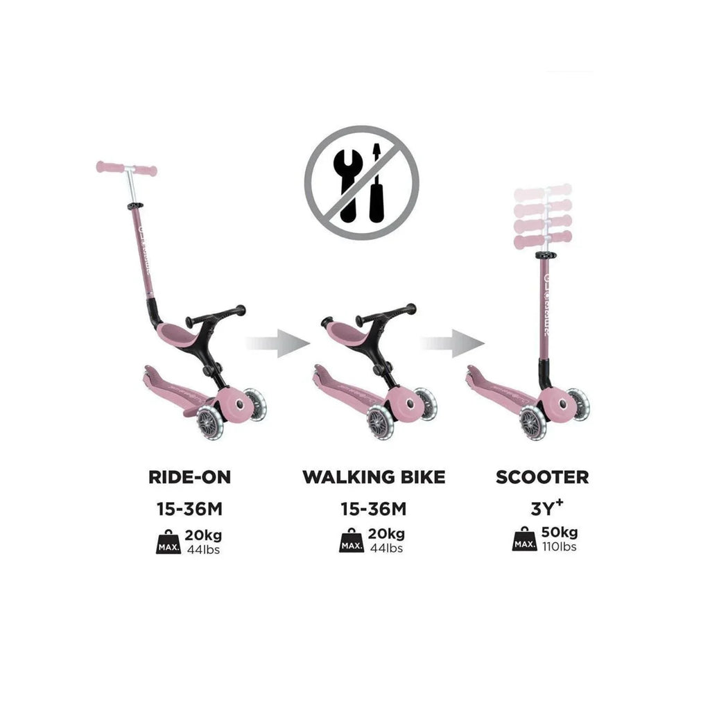 Globber Go Up Active Lights Eco Scooter - Berry