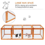 Large wooden guinea pig hutch run space with mesh wire sides and latch doors