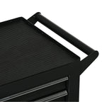 Matte black textured top tray with side carry handle on 7-drawer tool cabinet