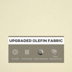 Beige cushion cover made of upgraded olefin fabric; durable and fade resistant
