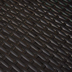 Dark PE rattan wicker weave pattern detail with tight interlaced bands