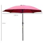 Wine red tilting garden parasol umbrella, black pole with cross ribs