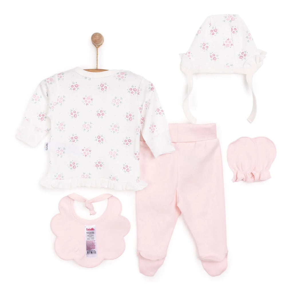 Bebetto Flowers Girl 5 Piece Newborn Set - Salmon