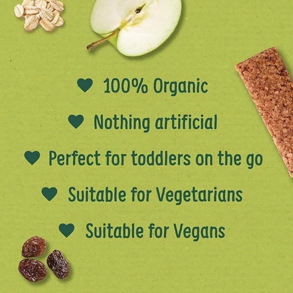 Organic oaty bars label with icons for nothing artificial, vegan and vegetarian