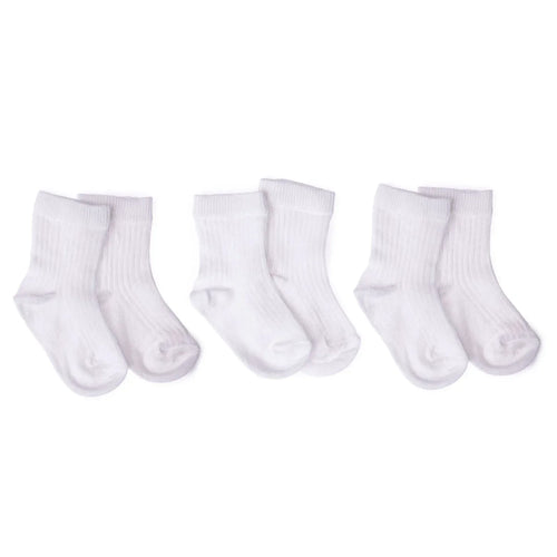 HelloBaby Unisex Baby Socks 3 Pack - White - Bobobiy