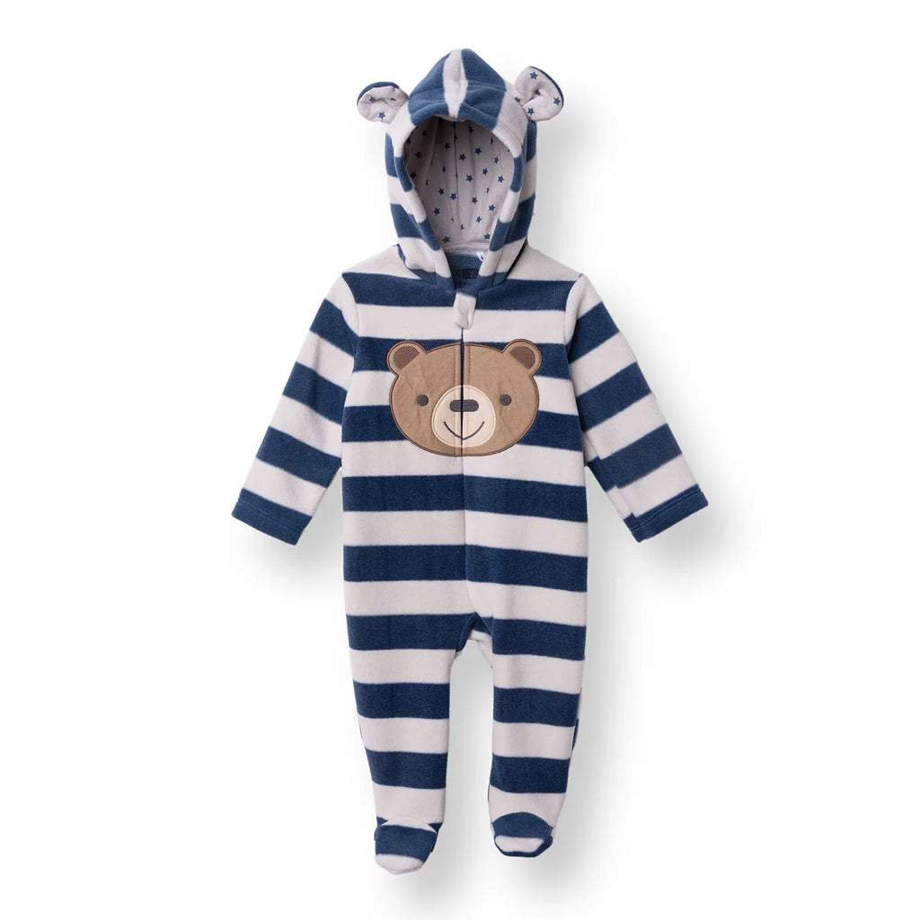 HelloBaby Newborn Polar Footed Jumpsuit - Navy Printed
