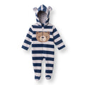 HelloBaby Newborn Polar Footed Jumpsuit - Navy Printed