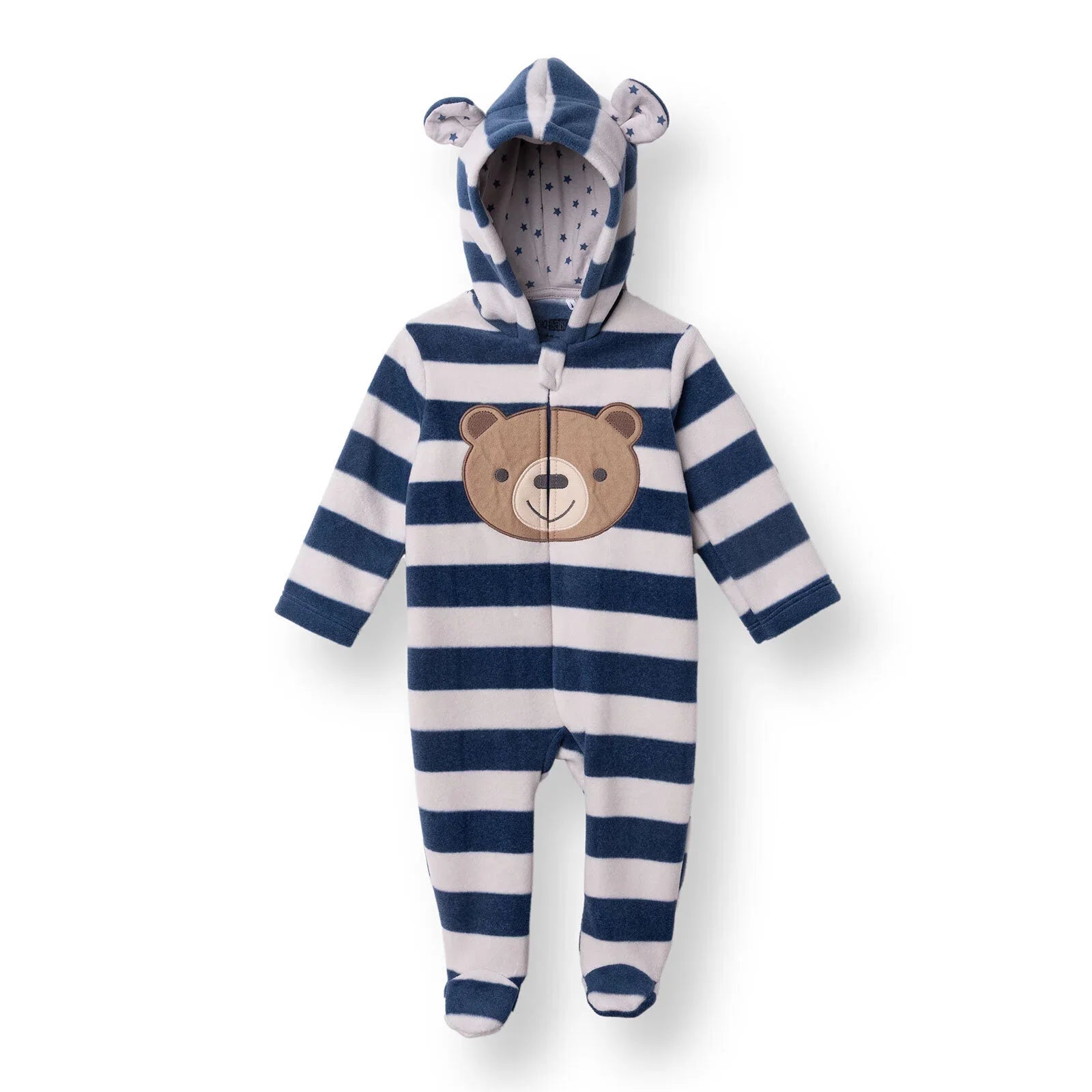 HelloBaby Newborn Polar Footed Jumpsuit - Navy Printed