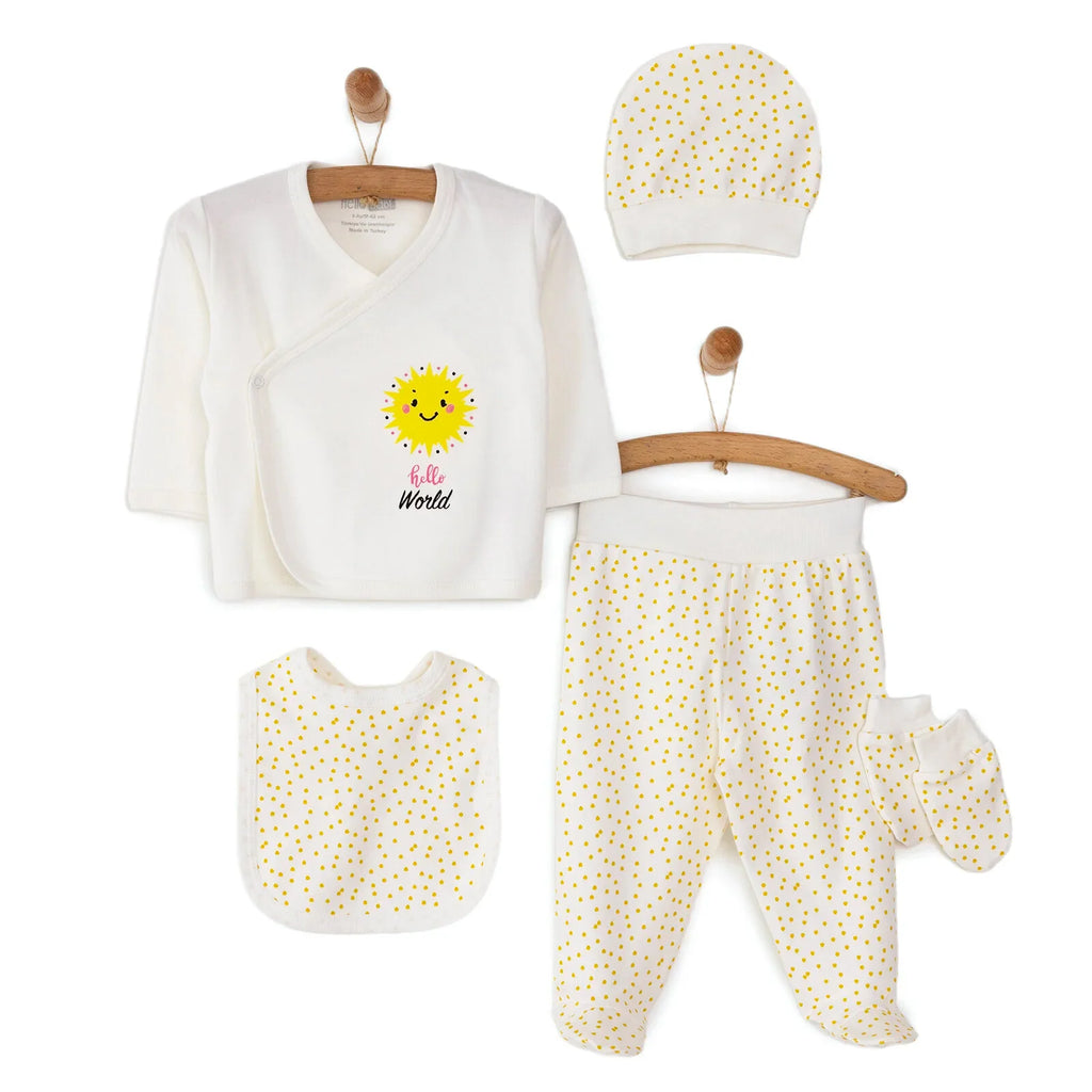 HelloBaby Sunshine 5-Piece Newborn Set - Ecru