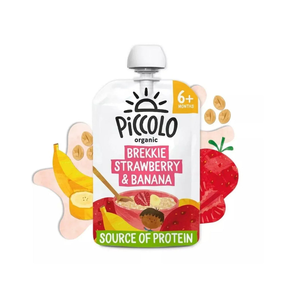 Piccolo Organic Brekkie Strawberry & Banana 6+ months 100g - Bobobiy