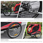 Red bike pet trailer with coupler hitch and wide wheels for smooth rolling