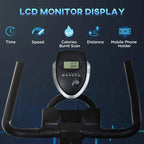 Black LCD monitor display on the stationary bike handlebar