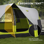 Yellow and gray 2-bedroom camping tent with zip divider and large entry