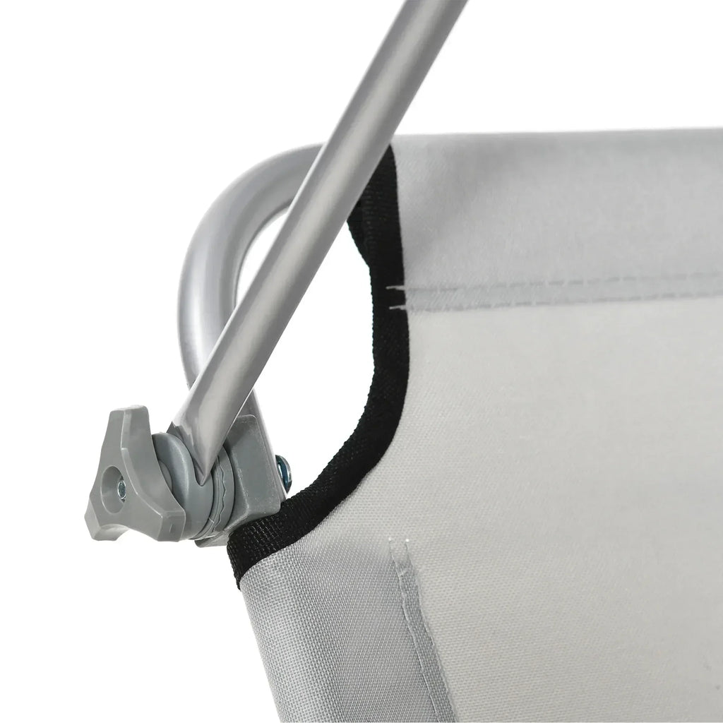 2 Pieces Outdoor Foldable Sun Lounger, 4 Level Adjustable Backrest Reclining Sun Lounger Chair with Angle Adjust Sun Shade Awning for Beach, Garden, Patio, Light Grey - Bobobiy