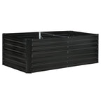 Black galvanised steel raised garden bed planter with reinforced side panels