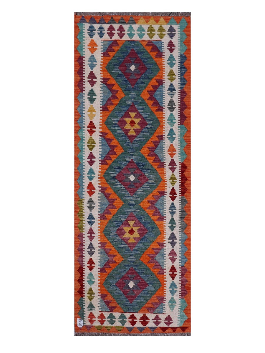 Maimana Afghanistan Kilim Rug - 208 x75 cm - Handmade
