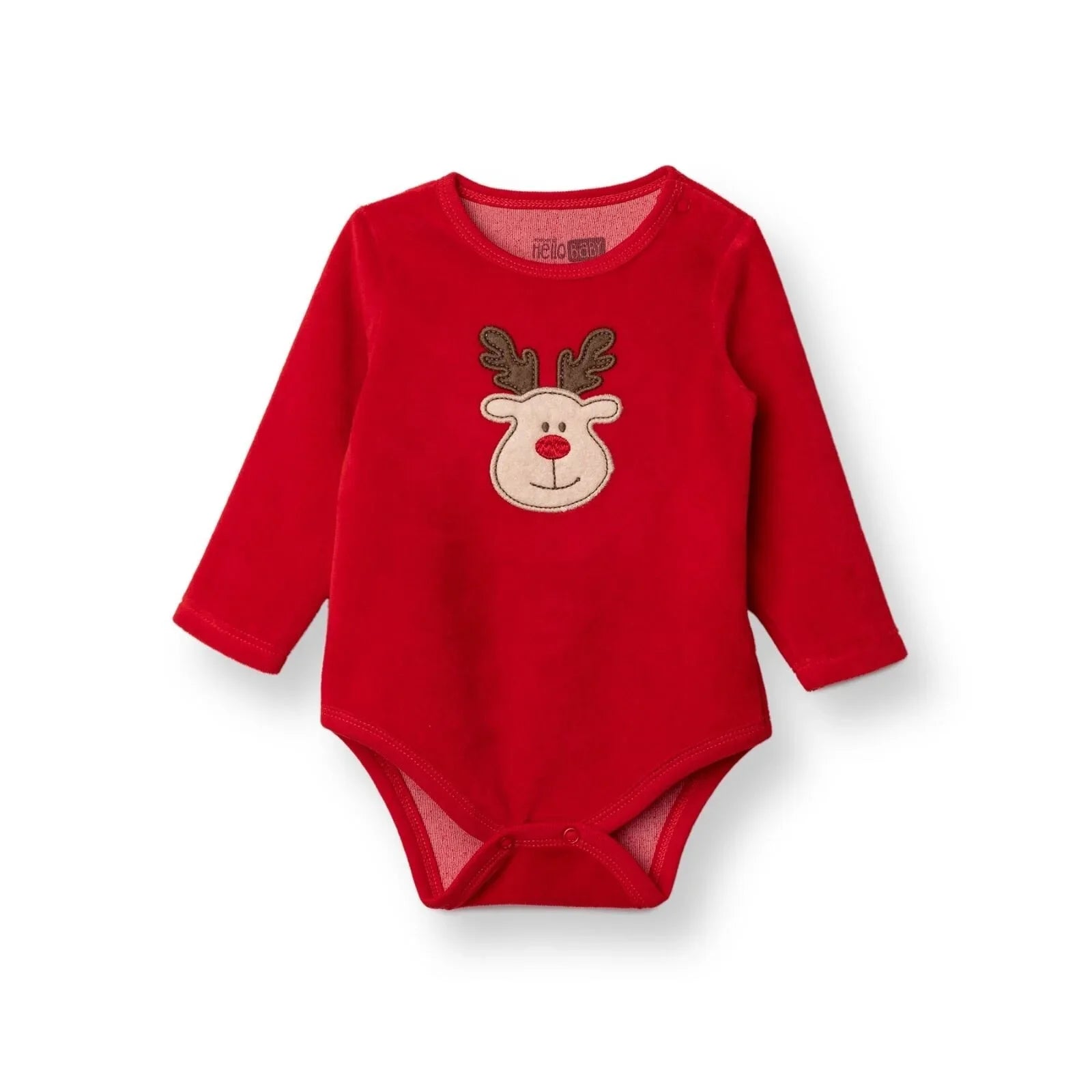 HelloBaby Girls Long Sleeve Bodysuit Christmas with Poppers Crew Neck Long Sleeve - Red