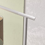 Close-up of white metal lamp pole with angled arm and joint