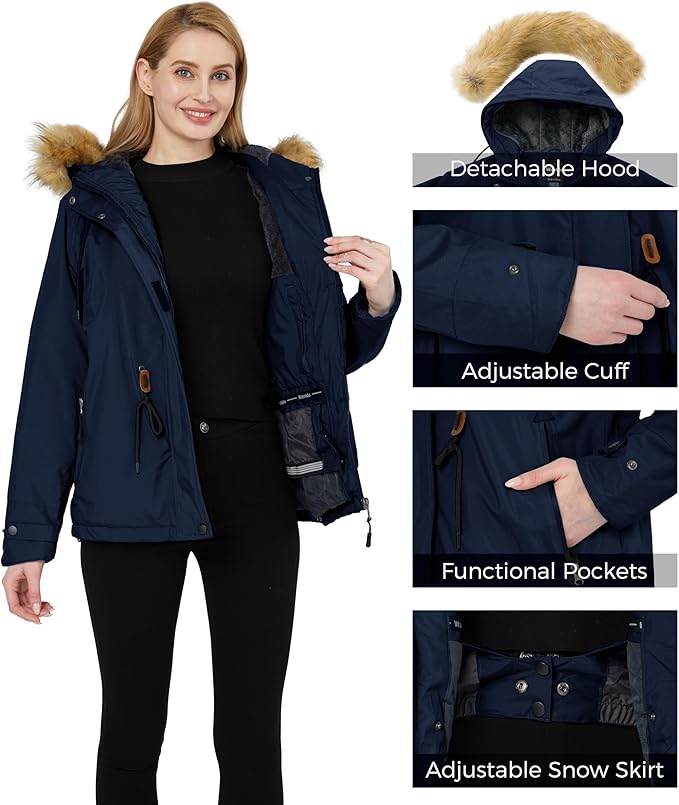 Womens Jacket Waterproof Winter Coat Ski Snowboarding Size S Wantdo