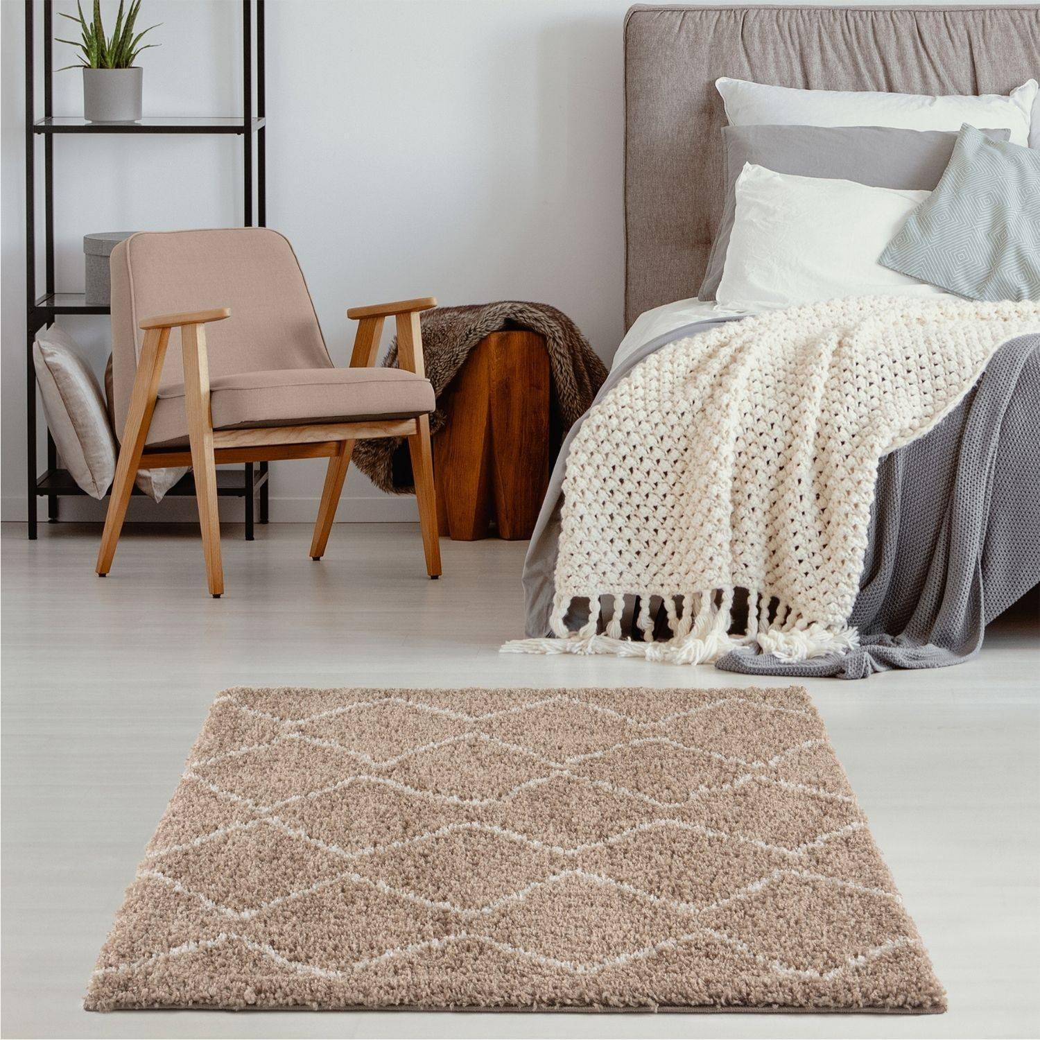 820MoroccanBeigeShaggyRug-18 - Bobobiy