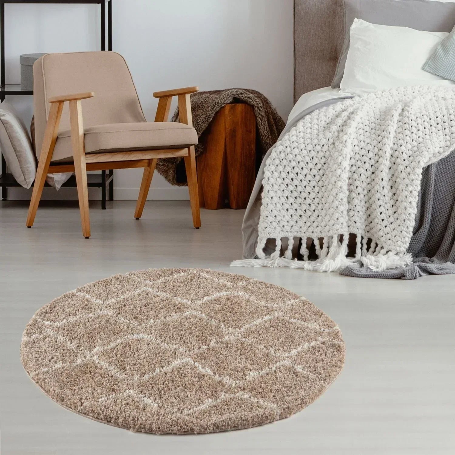 820MoroccanBeigeShaggyRug-19 - Bobobiy