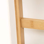 Close-up of bamboo plant stand corner joint and vertical support beam