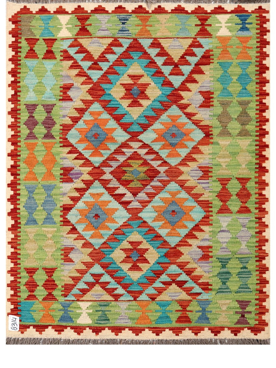 Maimana Afghanistan Kilim Rug - 139 x106 cm - Handmade