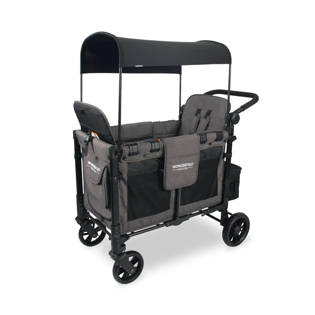 Wonderfold W2 Elite Double Stroller Wagon - Charcoal Grey