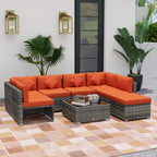 Outsunny 8-Piece Rattan Sofa Set Orange Grey